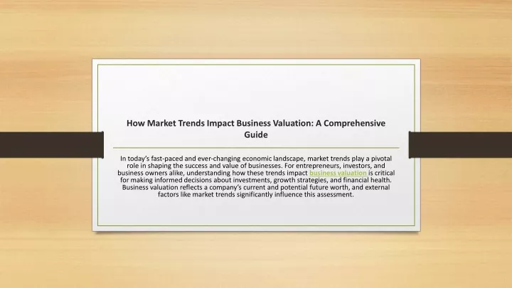 how market trends impact business valuation a comprehensive guide