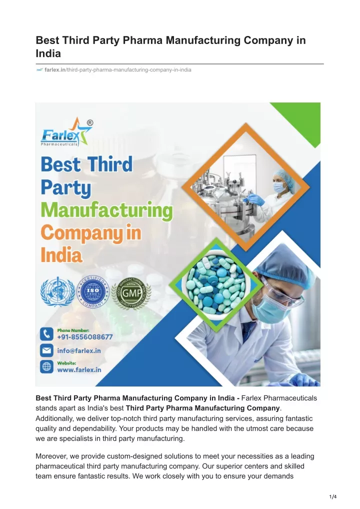 best third party pharma manufacturing company