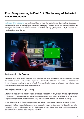 From Storyboarding to Final Cut The Journey of Animated Video Production