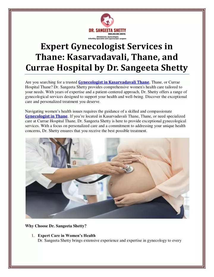 expert gynecologist services in thane