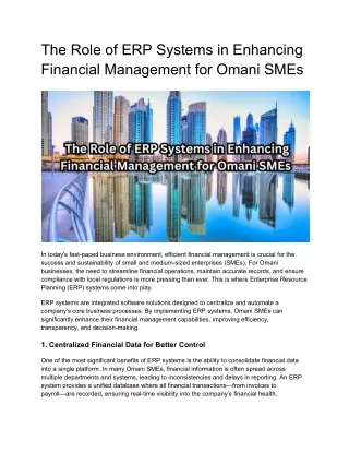the role of erp systems in enhancing financial