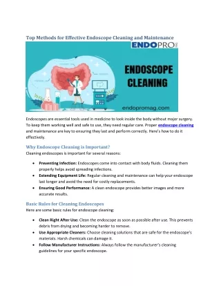 Top Methods for Effective Endoscope Cleaning and Maintenance