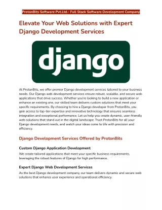 Elevate Your Web Solutions with Expert Django Development Services