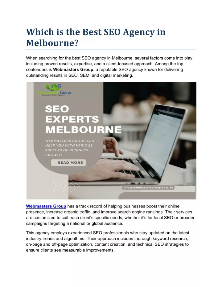 which is the best seo agency in melbourne