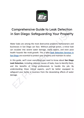 comprehensive guide to leak detection