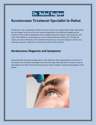 Keratoconus Treatment Specialist in Dubai