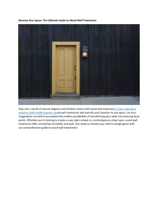 Revamp Your Space: The Ultimate Guide to Wood Wall Treatments