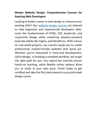 master website design comprehensive courses