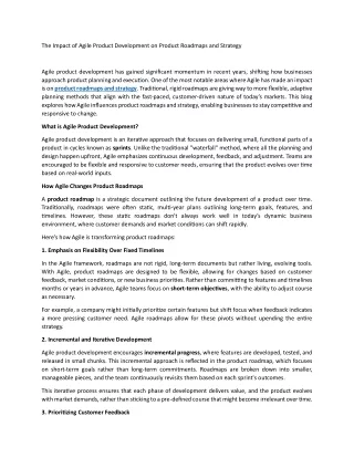 the impact of agile product development
