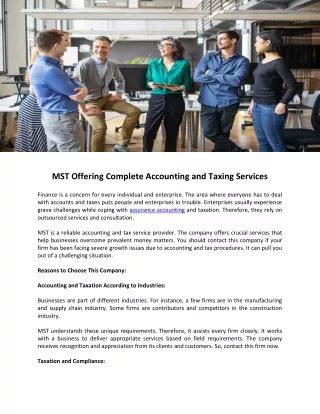 MST Offering Complete Accounting and Taxing Services