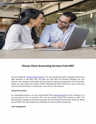 Choose Client Accounting Services From MST