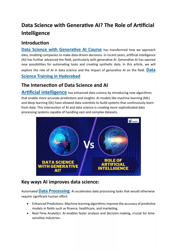 data science with generative ai the role