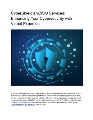 CyberShield's vCISO Services_ Enhancing Your Cybersecurity with Virtual Expertise