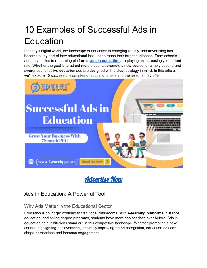 10 examples of successful ads in education