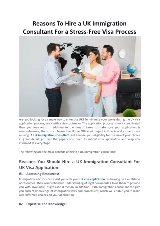 Reasons To Hire a UK Immigration Consultant For a Stress-Free Visa Process