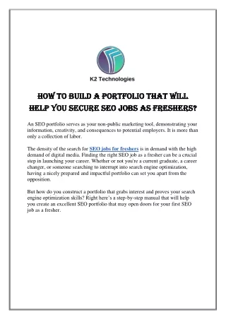 How to Build a Portfolio that Will Help You Secure SEO Jobs as Freshers (2)
