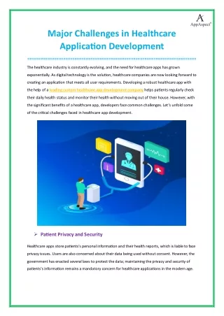 Major Challenges in Healthcare Application Development