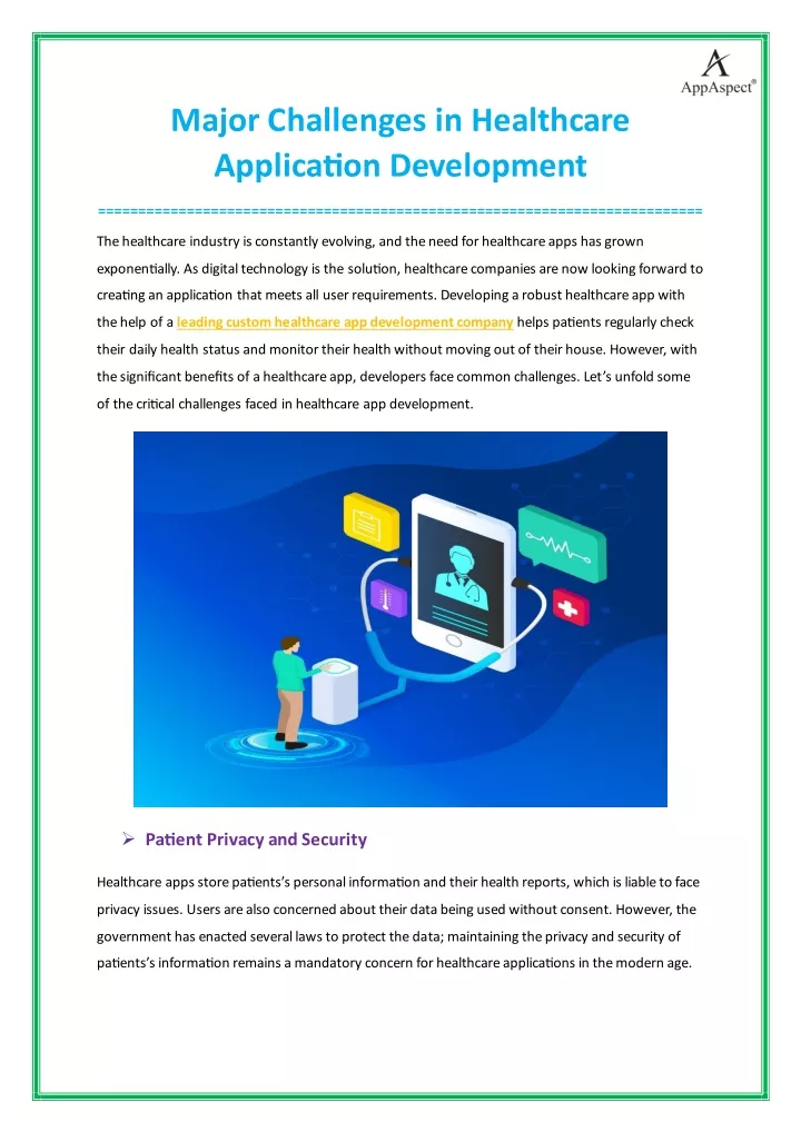 major challenges in healthcare application