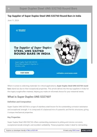 Top Supplier of Super Duplex Steel UNS S32760 Round Bars in India