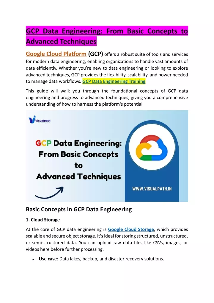 gcp data engineering from basic concepts