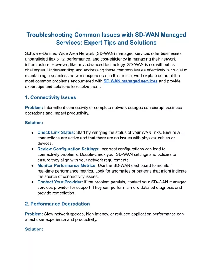 troubleshooting common issues with sd wan managed