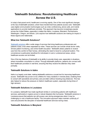 Telehealth Solutions_ Revolutionizing Healthcare Across the U