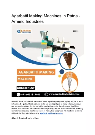 Agarbatti Making Machines in Patna -  Armind Industries