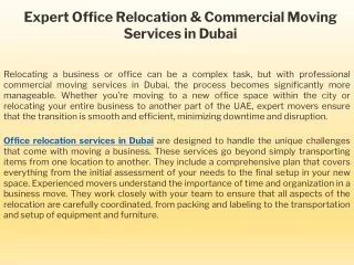 Expert Office Relocation & Commercial Moving Services in Dubai