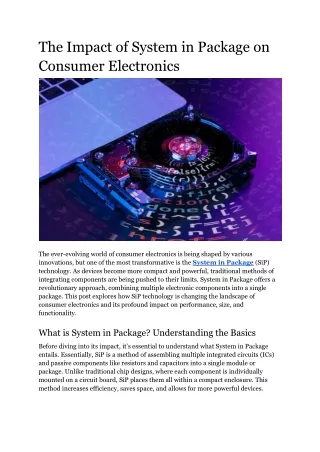 The Impact of System in Package on Consumer Electronics