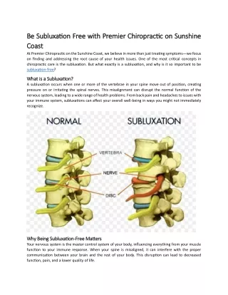 Be Subluxation Free with Premier Chiropractic on Sunshine Coast