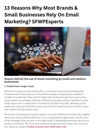 13 Reasons Why Most Brands & Small Businesses Rely On Email Marketing SFWPExperts