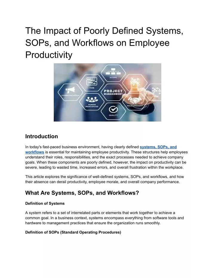 the impact of poorly defined systems sops