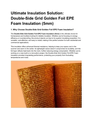 Ultimate Insulation Solution_ Double-Side Grid Golden Foil EPE Foam Insulation (5mm)