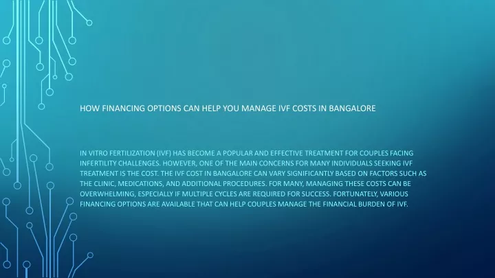 how financing options can help you manage ivf costs in bangalore