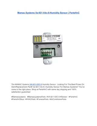 Mamac Systems Va-921-Vdc-8-Humidity Sensor _ PartsHnC