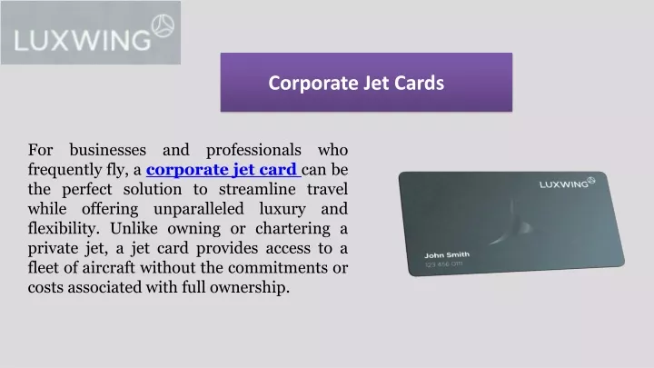 corporate jet cards