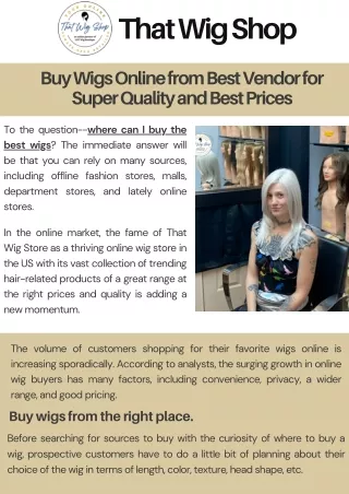 Buy Wigs Online from Best Vendor for Super Quality and Best Prices