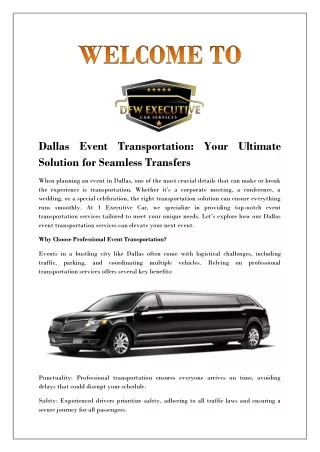 Professional Event Transportation Solutions in Dallas