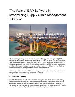 the role of erp software in streamlining supply