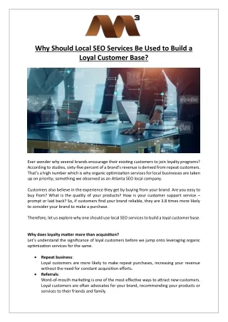 Why Should Local SEO Services Be Used to Build a Loyal Customer Base