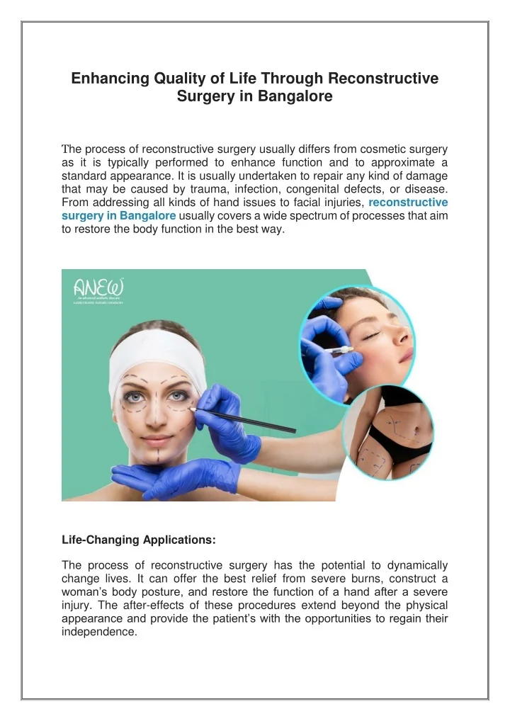 PPT - Enhancing Quality of Life Through Reconstructive Surgery in ...