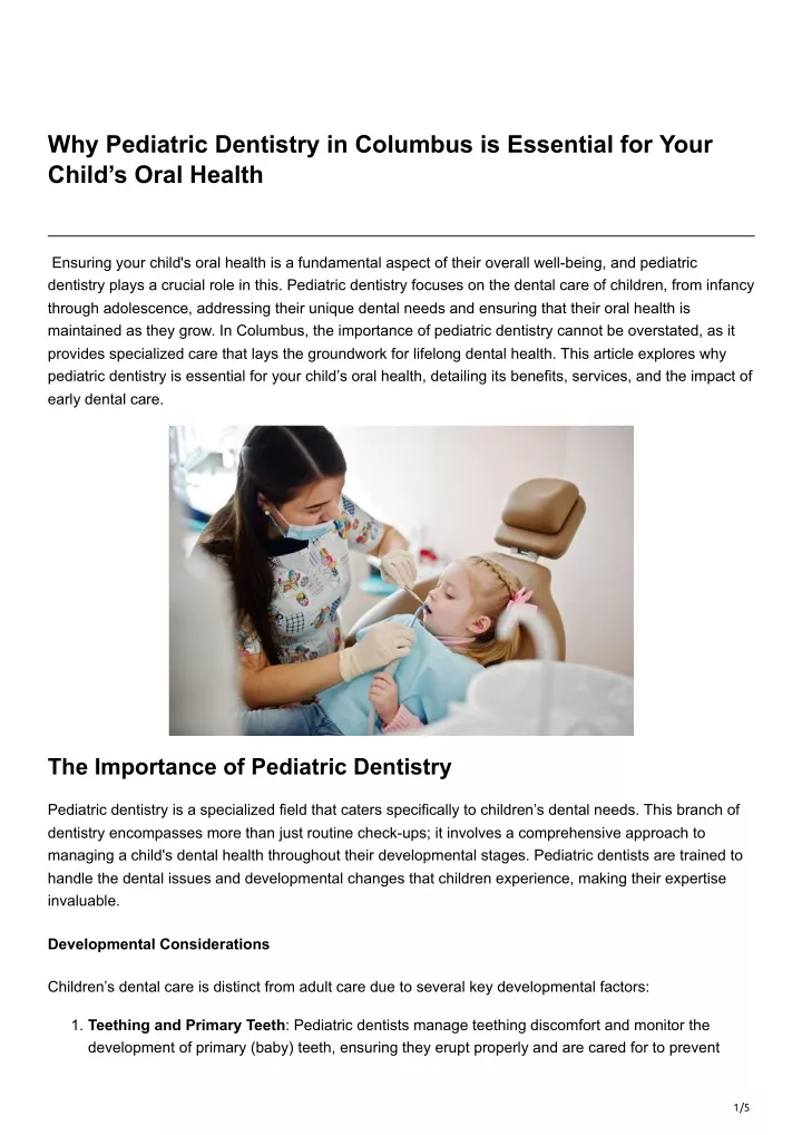 why pediatric dentistry in columbus is essential