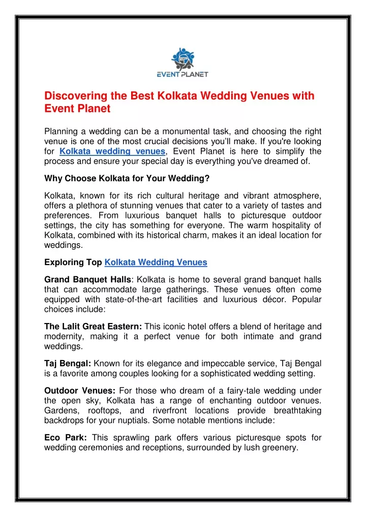 discovering the best kolkata wedding venues with