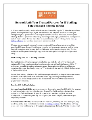 Top IT Staffing Solutions Company in United Kingdom