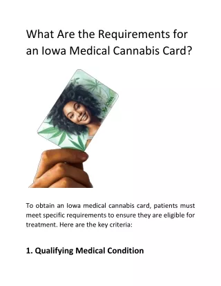 What Are the Requirements for an Iowa Medical Cannabis Card?