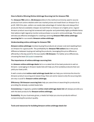 How to Build a Winning Online Arbitrage Sourcing List for Am