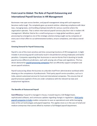 From Local to Global The Role of Payroll Outsourcing and International Payroll Services in HR Manageme