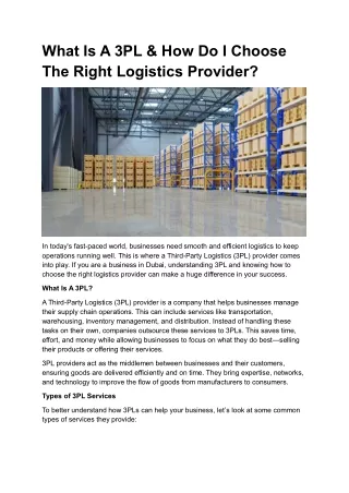 what is a 3pl how do i choose the right logistics