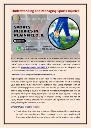 sports injuries in Plainfield, IL