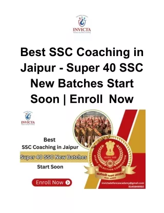 Best SSC Coaching in Jaipur - Super 40 SSC New Batches Start Soon _ Enroll  Now